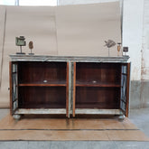 Carved Indian Furniture Handmade Solid Wood Sideboard Carved Doors Grey